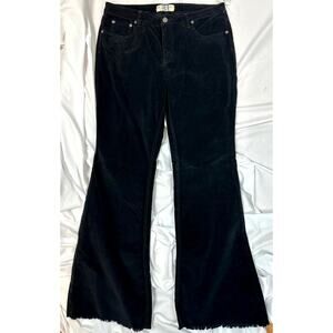 Free People Corduroy Raw Hem Flare Jeans Black Noir 31